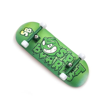 34mm x 96mm Pro Fingerboard Set-Up (Complete) | Real Wood Deck (5-Layers) | Pro Trucks with Lock-Nuts | Polyurethane Pro Wheels | Real Ball Bearings | Logo (Green Version)  SPITBOARDS